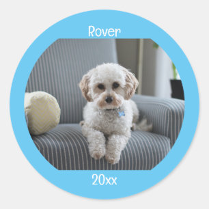 Personalised Photo Two Lines Text Custom Classic Round Sticker