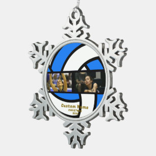 Personalised Photo Volleyball Ornament Pewter