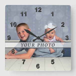 Personalised Photo Wall Clock, Square or Round Clock
