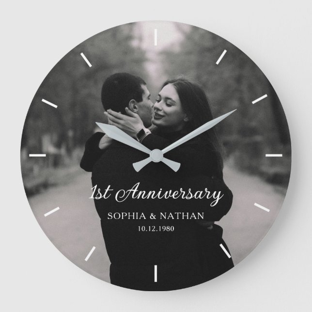 Personalised Photo Wedding Anniversary Large Clock (Front)