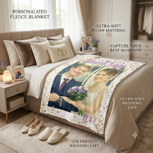 Personalised Photo Wedding Blanket Gold Confetti