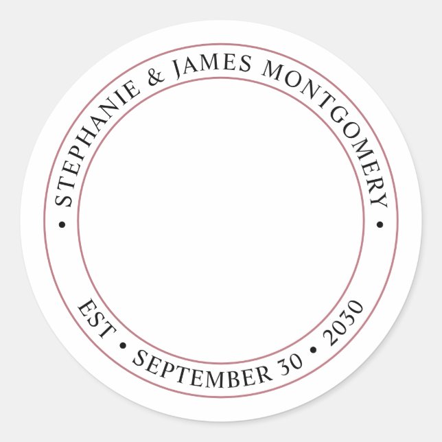Personalised Photo Wedding Classic Round Sticker (Front)