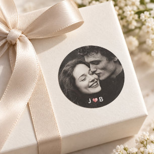 Personalised Photo Wedding Custom Initials Elegant Classic Round Sticker