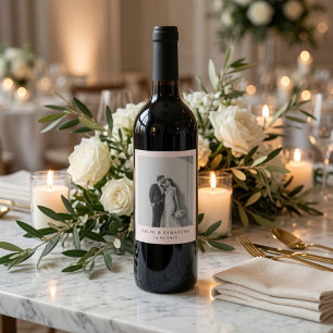 Personalised Photo Wedding Elegant Wine Label