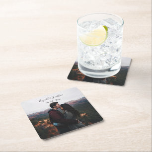 Personalised Photo Wedding Event Square Paper Coaster