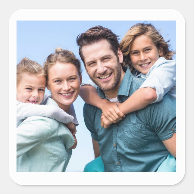 Personalised Photo White Frame Square Stickers  (Front)