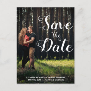 Personalised Photo White Script Overlay Wedding Postcard