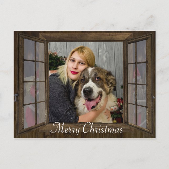 Personalised Photo Window Christmas Postcard (Front)