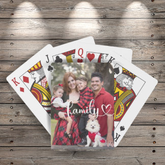 Personalised Photo with Family Script Overlay Playing Cards