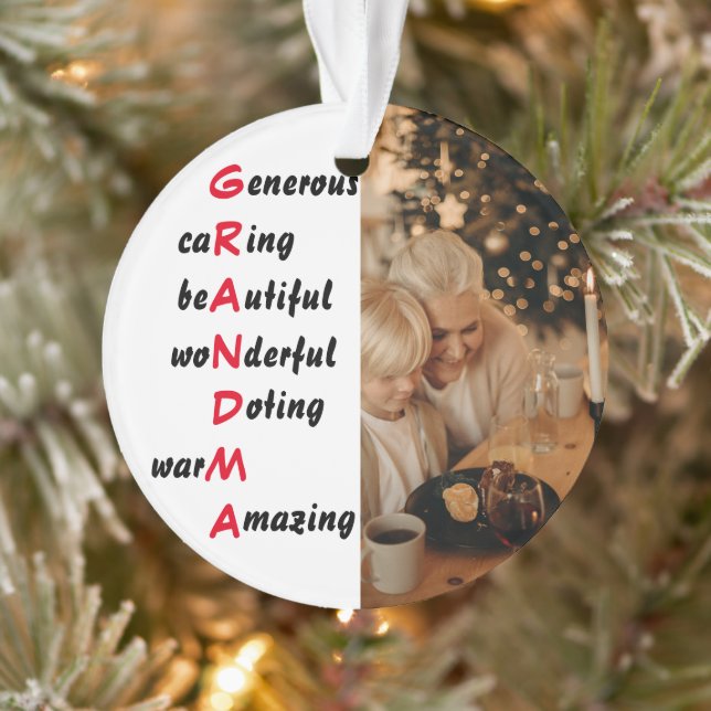 Personalised Photo with Grandma Quote Ornament (Tree)
