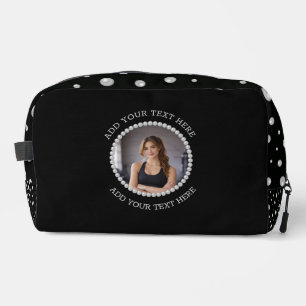 Personalised Photo with Pearls Circle on Black Dopp Kit