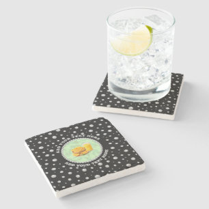 Personalised Photo with Pearls Circle on Black Stone Coaster