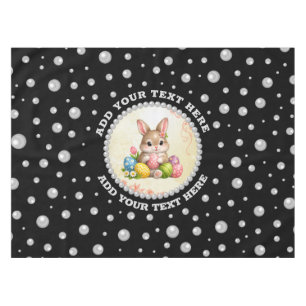 Personalised Photo with Pearls Circle on Black Tablecloth