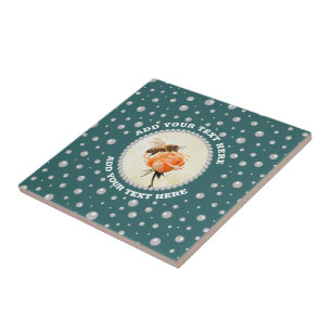 Personalised Photo with Pearls Circle on Teal Tile