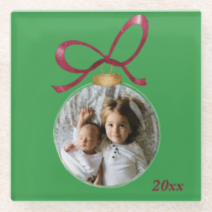 Personalised Photo with Year Custom Keepsake Glass Coaster