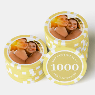 Personalised Photo Yellow Numbered 1000 Value Game Poker Chips