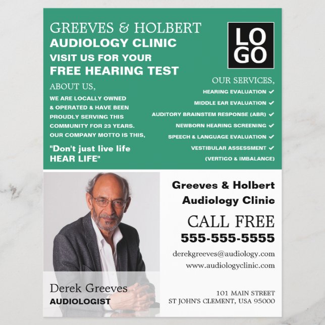 Personalised Photograph, Audiologist, Audiology Flyer (Front)