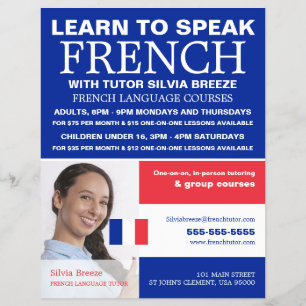 Personalised Photograph, French Language Course Flyer