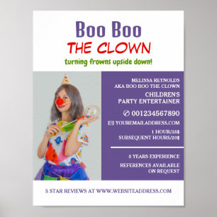 Personalised Photograph, Kids Entertainer, Clown Poster