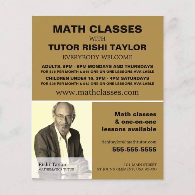 Personalised Photograph, Math Classes Advertising Flyer (Front)