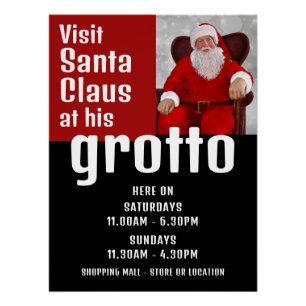Personalised Photograph, Santa Claus Visitor Hours Poster