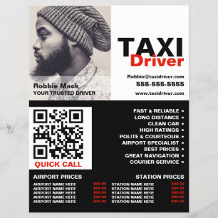 Personalised Photograph, Taxi Driver - Price List Flyer