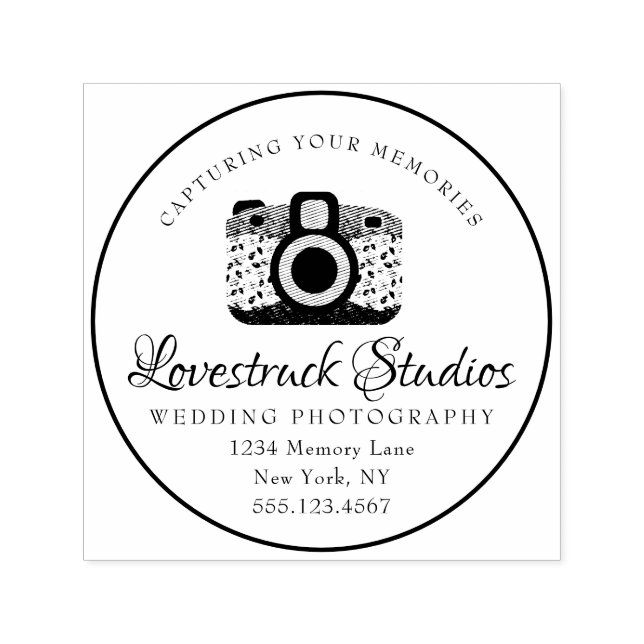 Personalised Photographer Business Logo Camera Self-inking Stamp (Design)