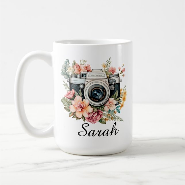 Personalised Photographer Mug, Camera Lover Gift Coffee Mug (Left)