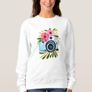 Personalised Photography Vintage Camera Flowers Sweatshirt