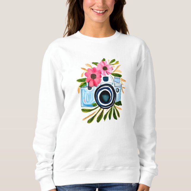 Personalised Photography Vintage Camera Flowers Sweatshirt (Front)