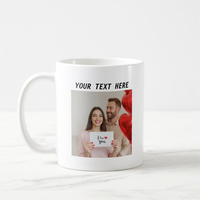 Personalised Photos and Text Happy Valentine's Day Coffee Mug (Left)