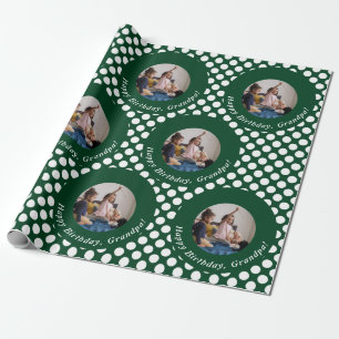 Personalised Photos Green Happy Birthday Grandpa Wrapping Paper