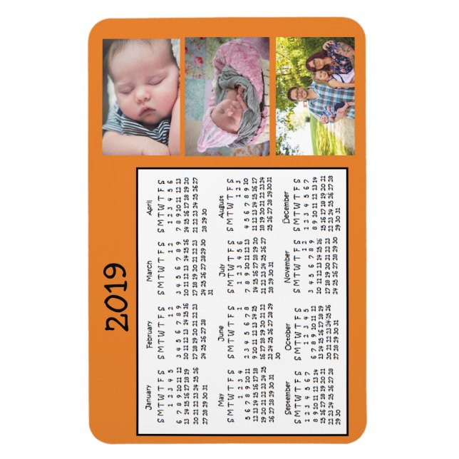 Personalised Photos Mini Magnet Calendar 2018 (Vertical)