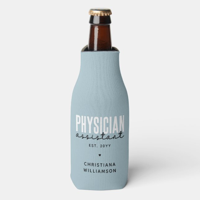 Personalised Physician Assistant PA Graduation Bottle Cooler (Bottle Front)