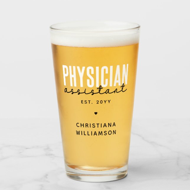 Personalised Physician Assistant PA Graduation Glass (Front Filled)