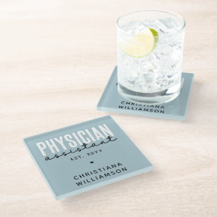Personalised Physician Assistant PA Graduation Glass Coaster