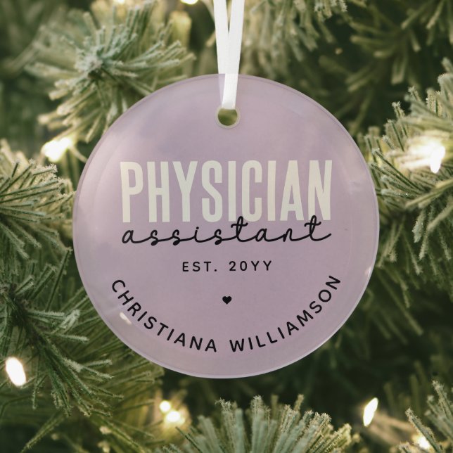 Personalised Physician Assistant PA Graduation Glass Tree Decoration (Insitu)