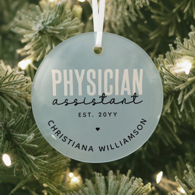 Personalised Physician Assistant PA Graduation Glass Tree Decoration (Insitu)