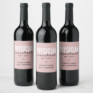 Personalised Physician Assistant PA Graduation Wine Label