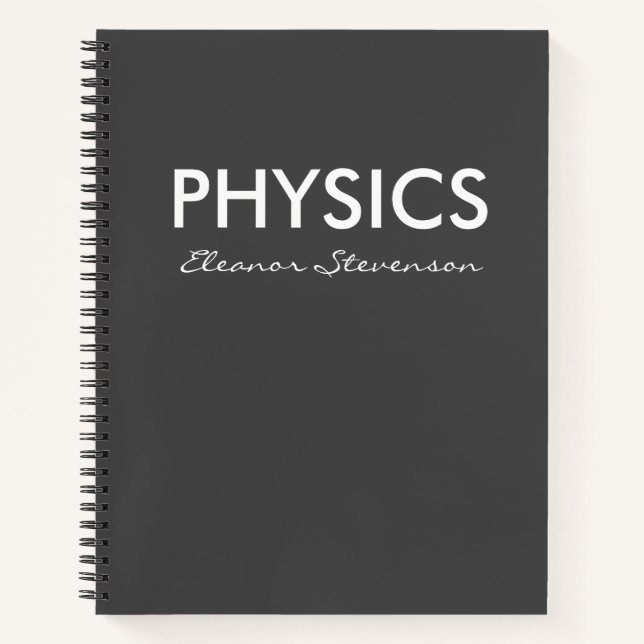 Personalised Physics Graph Paper Black and White Notebook (Front)