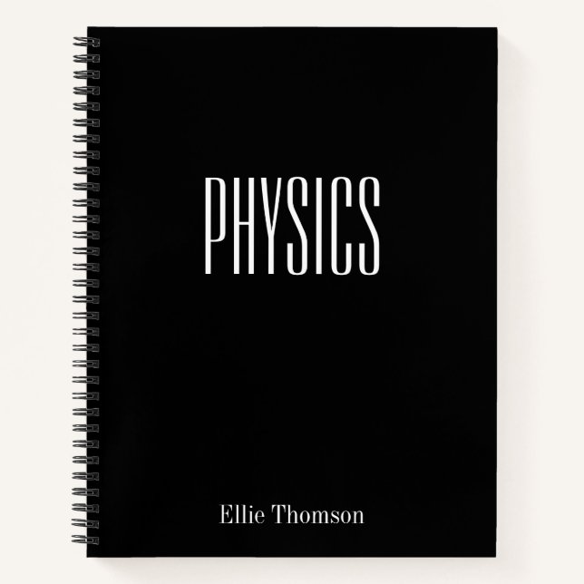 Personalised Physics Graph Paper Simple Black Notebook (Front)