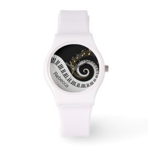 Personalised Piano Keys and Gold Music Notes Watch