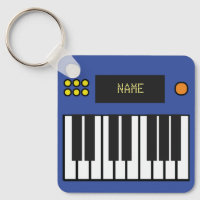 Personalised Piano Keys Keyboard Keychain Blue