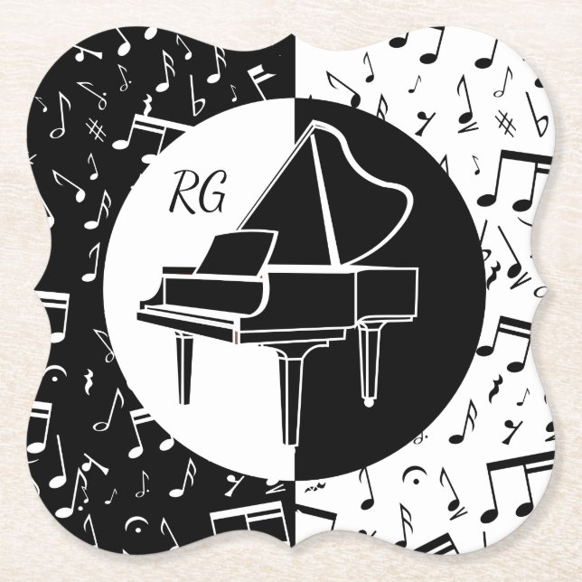 Personalised Piano lover art Paper Coaster (Front)