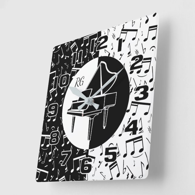 Personalised Piano lover art Square Wall Clock (Angle)