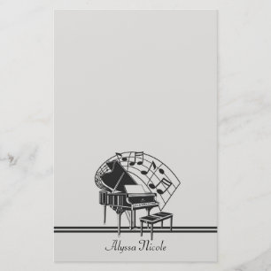 Personalised Piano Musical Notes Stationery