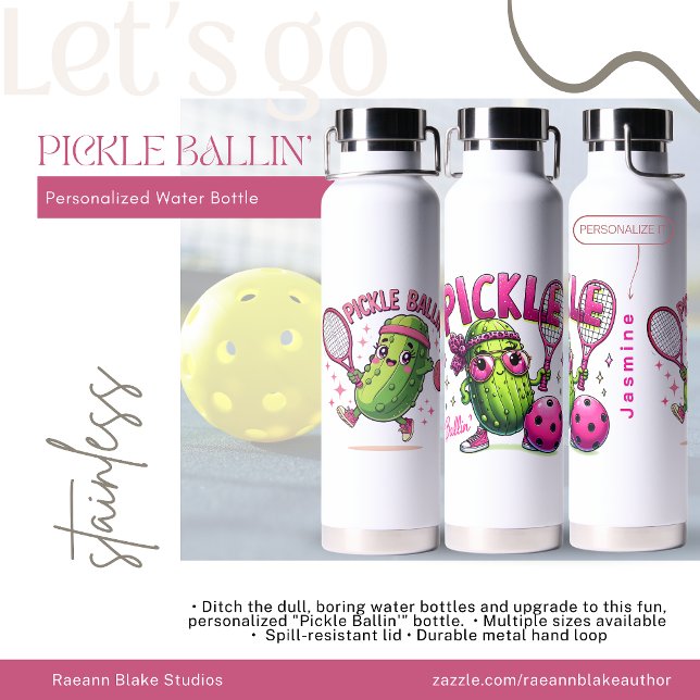 Personalised "Pickle Ballin'" Water Bottle (Creator Uploaded)