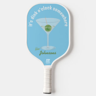 Personalised Pickle Martini Dink O'Clock - Blue Pickleball Paddle