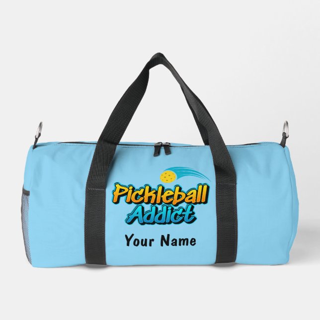 Personalised Pickleball Addict Blue Duffle Bag (Back)