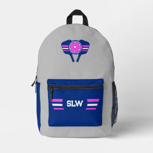 Personalised Pickleball Blue and Hot Pink Printed Backpack